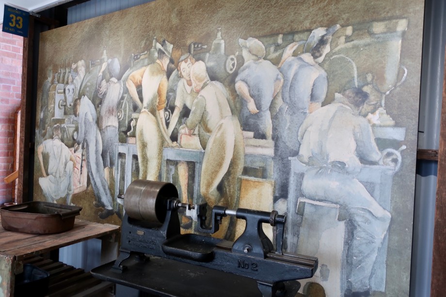 Mural depicting working life in the factory