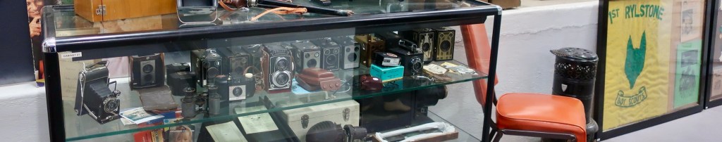 Old cameras on display in the Kandos Museum